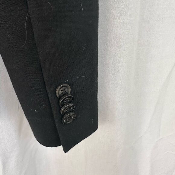 ZARA black two buttons embroidered pocket tailored slim fit blazer jacket S - Picture 5 of 14
